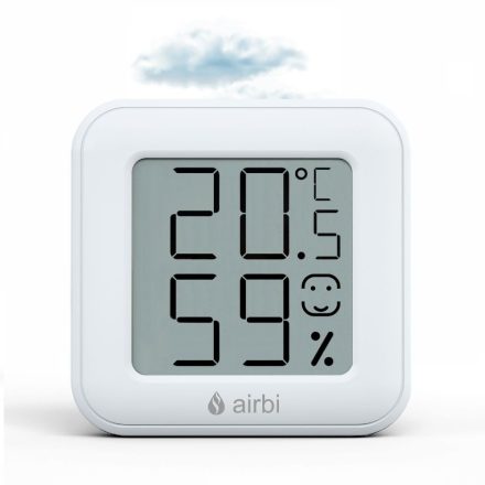 Airbi SMILE digitális páratartalom és hőmérő, fehér