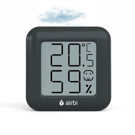 Airbi SMILE digitális páratartalom és hőmérő, fekete